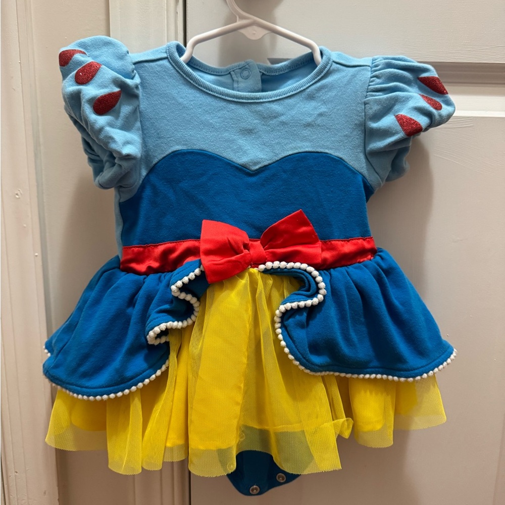 Disney Snow White toddler Costume onesie with Red Bow 12-18M